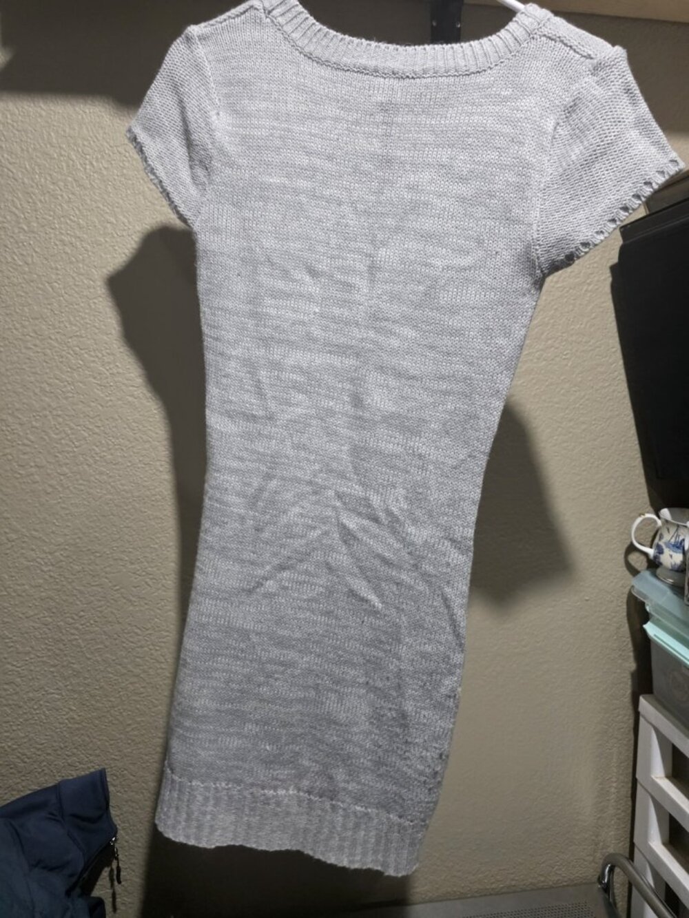 Made For Me To Look Amazing Cable Knit Gray Dress Women's Medium Short Sleeve - Picture 3 of 5